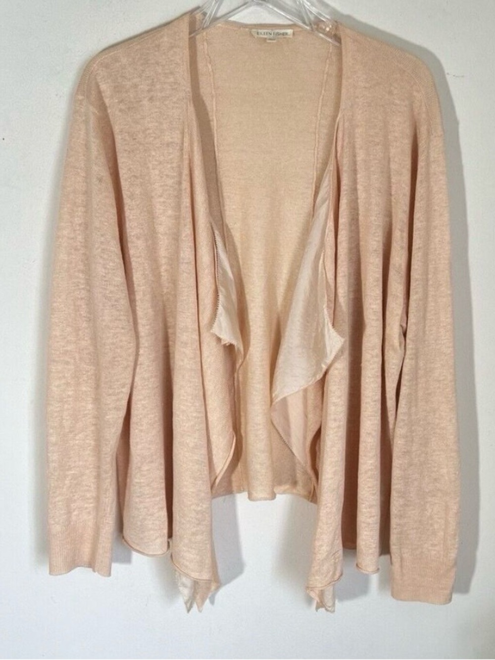 Eileen Fisher Light Peach Open-Front Drape Cardigan